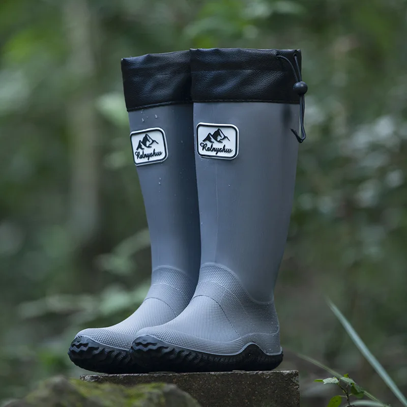Rain Boots for Men Fashionable Igh-Top Rain Boots Outer Wear Long-Tube Waterproof Non-Slip Couple Style Outdoor Fishing Boots image 5