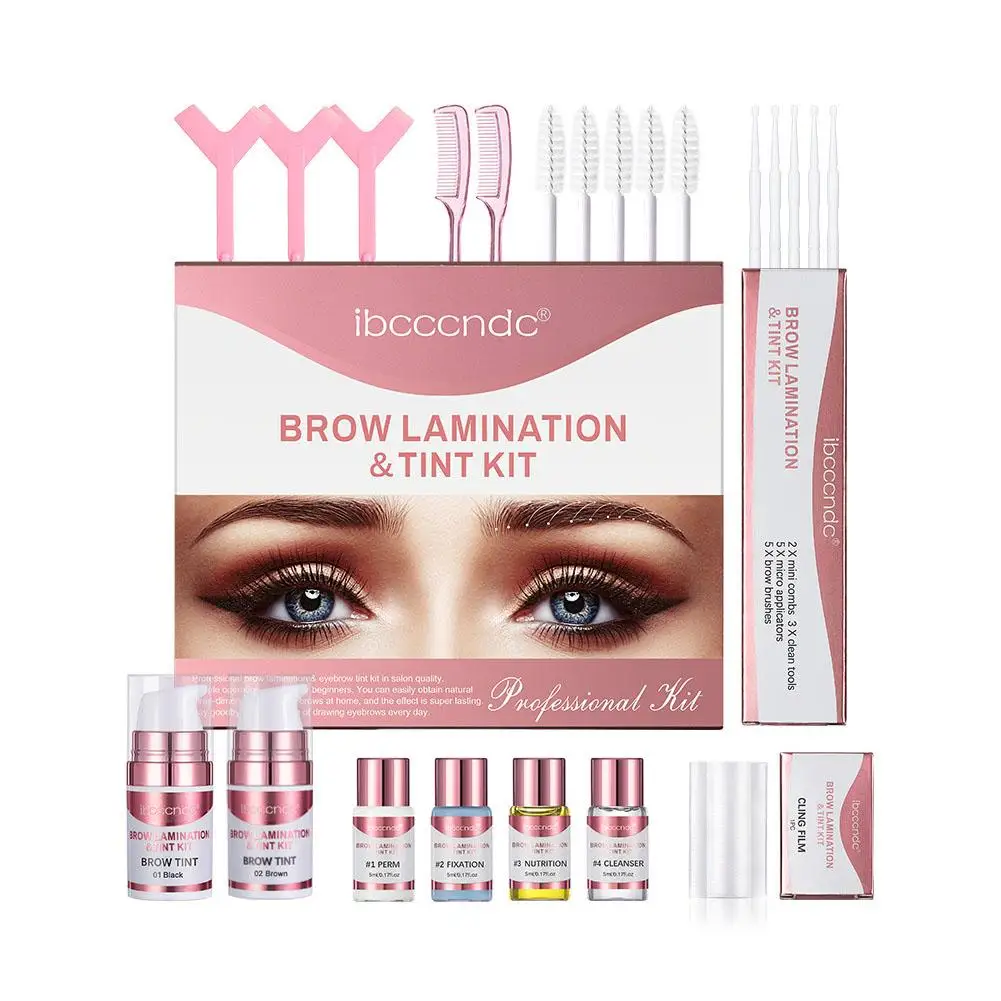 Kit di laminazione professionale per ciglia e sopracciglia fornisce permanente con crema per il sollevamento delle sopracciglia Keratina Wrap Brow Brush Semi Permane V8S8