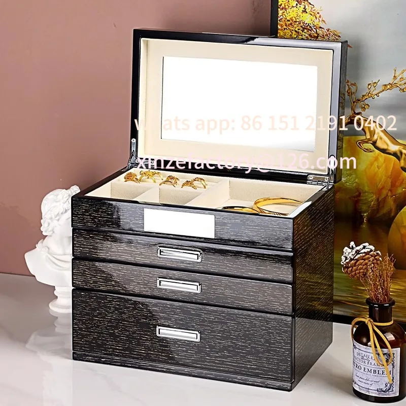 

Customizable Box with Mirror Ring Storage Boxes Bracelet Watch Display Case Arts Portable Jewelry Boxes for Bedroo