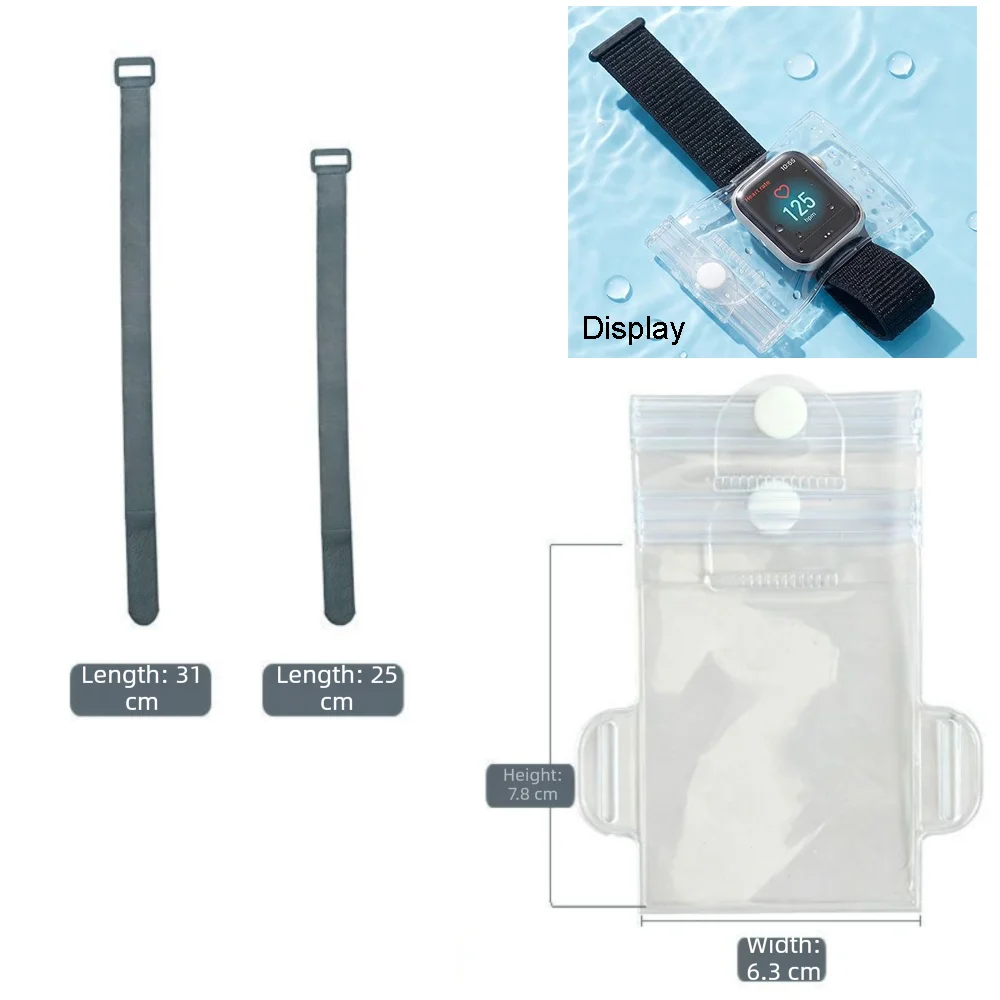 IPX8 Waterproof Smartwatch Waterproof Protective Pouch Portable Sealed Underwater Watch Cover Adjustable Strap