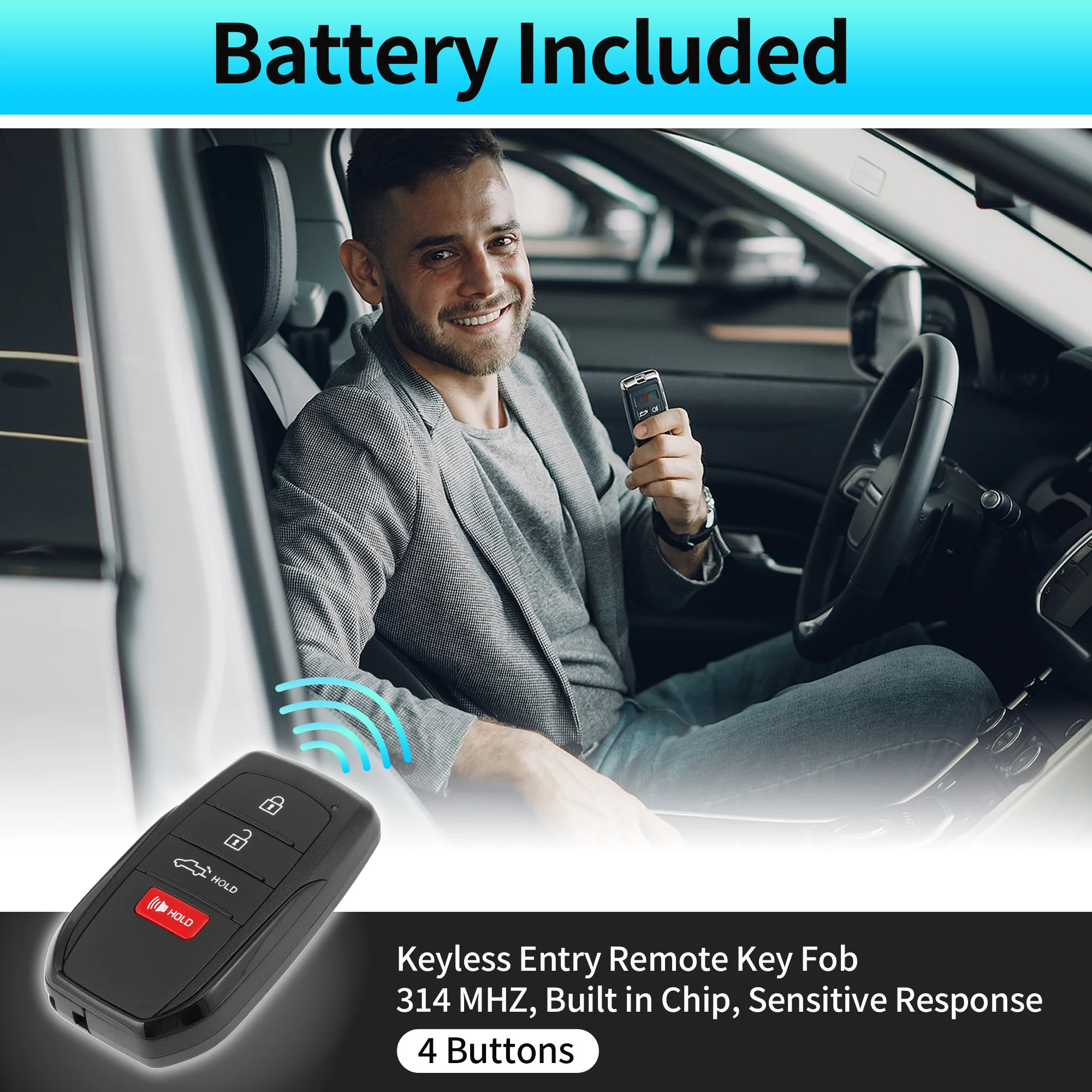 

X Autohaux HYQ14FBX 314 МГц дистанционный брелок без ключа для Toyota Tacoma Tundra 2022-2024