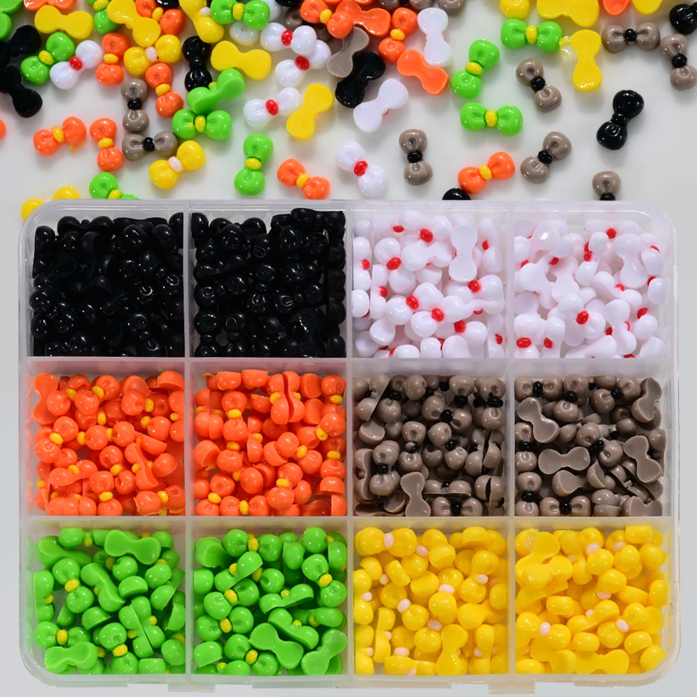 12Grids 3D Mini Leopard Print Bow Nail Charms Colorful Resin Bowknot Nail Art Decorations Kawaii Leopard Bowtie Nail Art Supplie