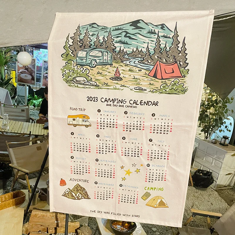 2023 Calendar Tapestry Wall Hanging Cloth for Room Fabric Decorations Home Blanket Decor Aesthetic Hanging Cloth Flip Chart