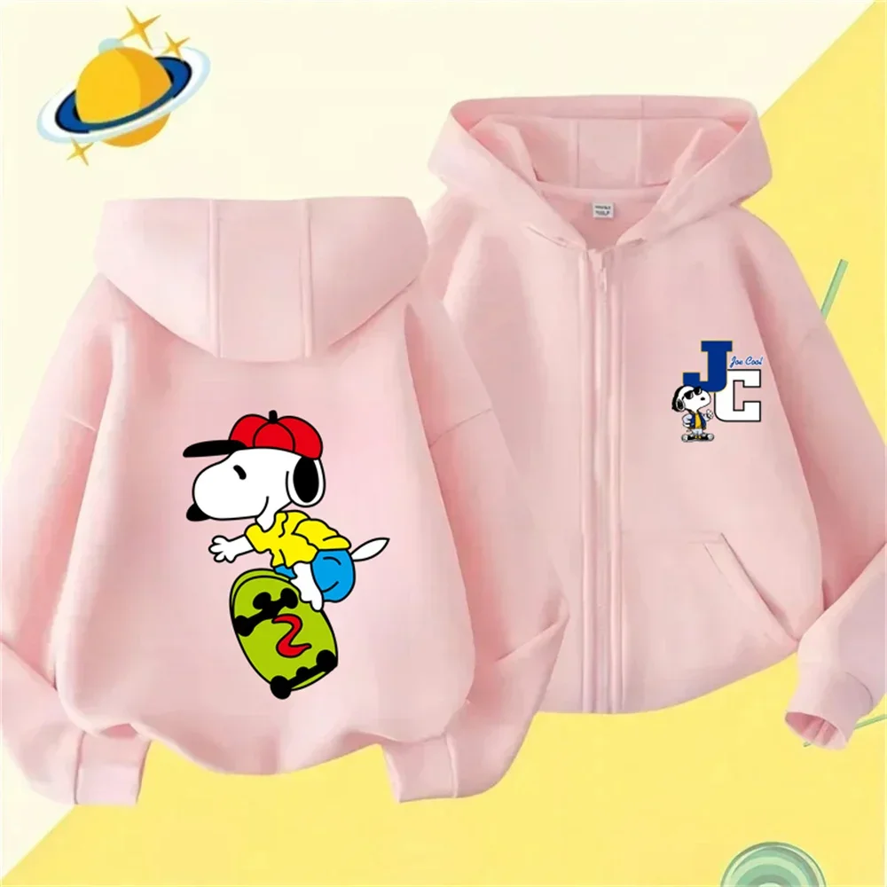 Children's Sports Brand Snoopy Hoodie Boys and Girls Fashion Outdoor Zipper Hoodie Spring and Autumn Warm Cute Printed Top