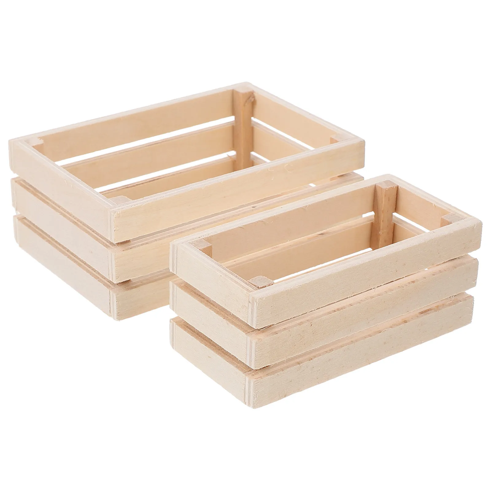 

2 шт. миниатюрных деревянных ящиков, мебель для кукольного домика, мини-контейнеры для хранения, аксессуары для ролевых игр, декоративные миниатюрные ящики