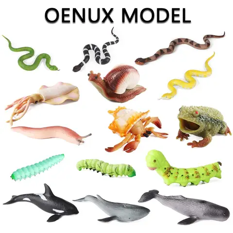 Oenux Simulated Insect Caterpillar Crab Snail Sea Animal Models Realistic Dolls Soft Rubber TPR Collectibles Squishy Prank Toys