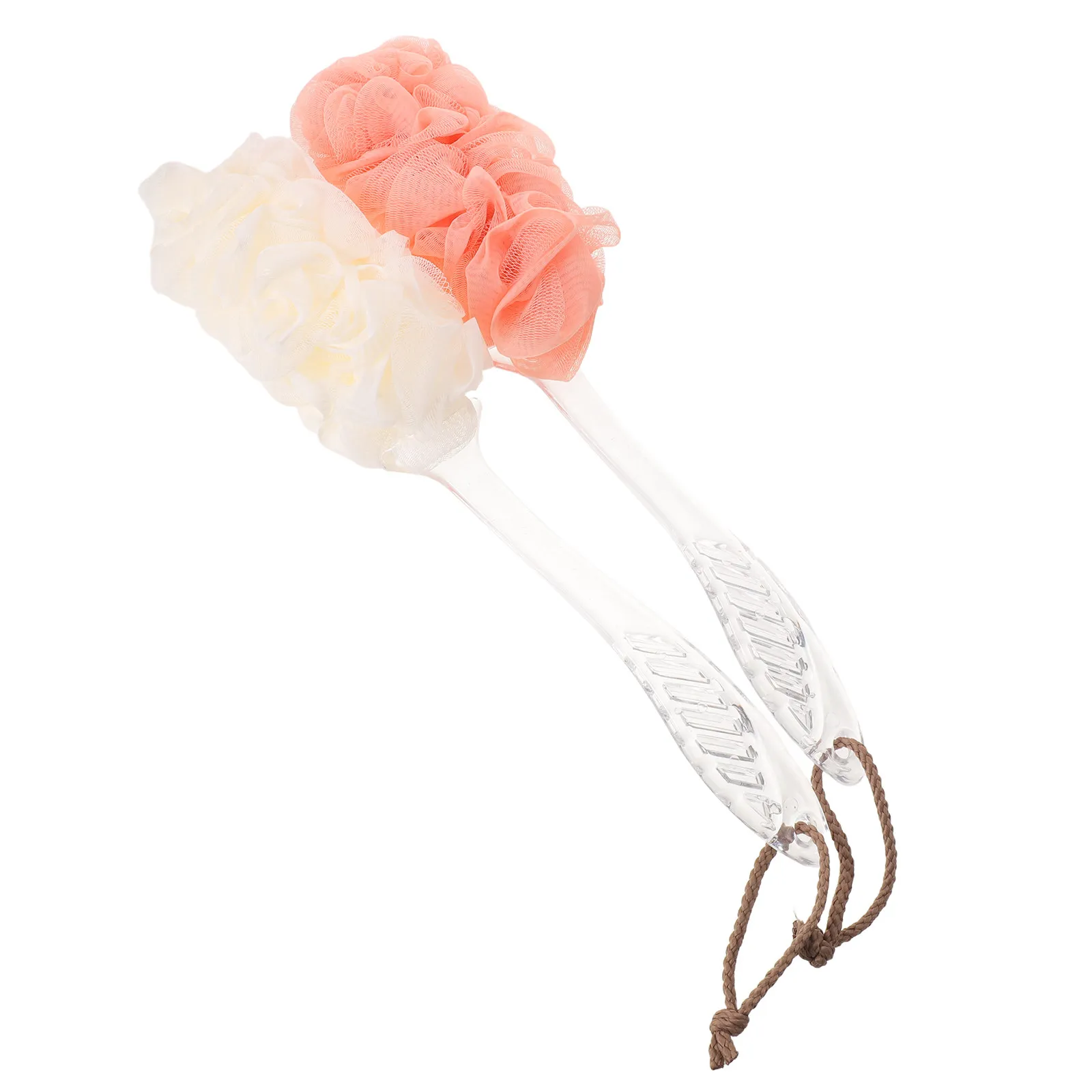 2Pcs Bath Body Brush Natural Loofah Back Scrubbers 17 Inch Long Handle Exfoliating Shower Brush for Men Women Bathroom