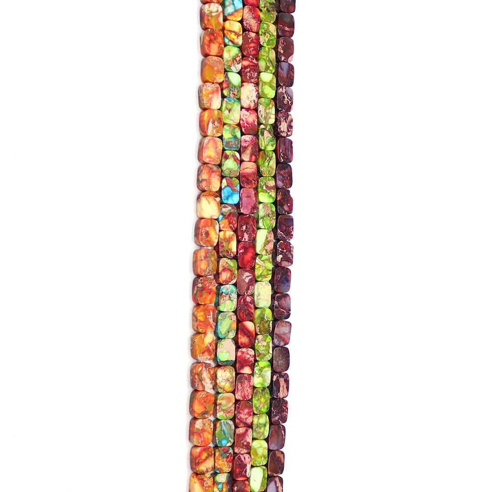 

5-Color Dyed Imperial Stone Rectangular Straight Hole Loose Beads 1 Strand For Jewelry Making DIY Vintage Necklace Bracelet Gift