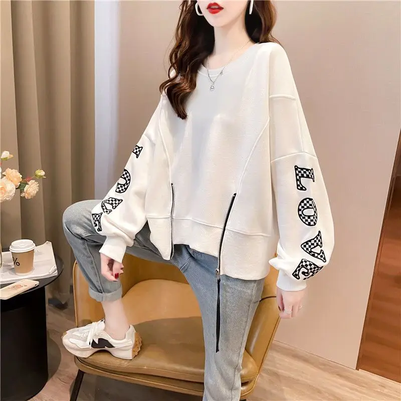 Basic 2025 Trend Baggy Rundhals Sweatshirt für Frauen Neuheit Hohe Qualität Dropshipping 90er Jahre Vintage Passende Frau Pullover Tops