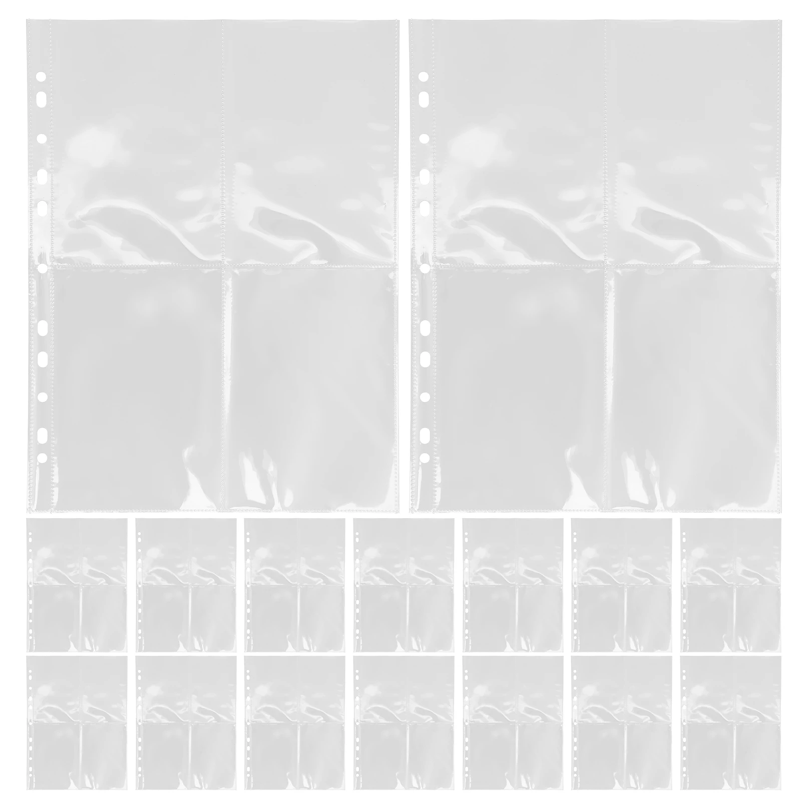 

30 Pcs Album Page Photo Card Inserts for Binders Baseball Protector Sleeves Pages Pvc 4 Holes Storage