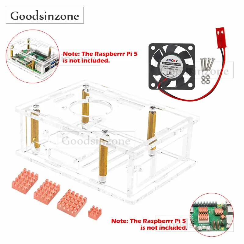 

Raspberry Pi 5 Case with Fan Kit, Pi5 Cooling Fan Case with 4Pcs Heat-Sinks Heatsinks for Raspberry Pi 5 (No Pi Board)