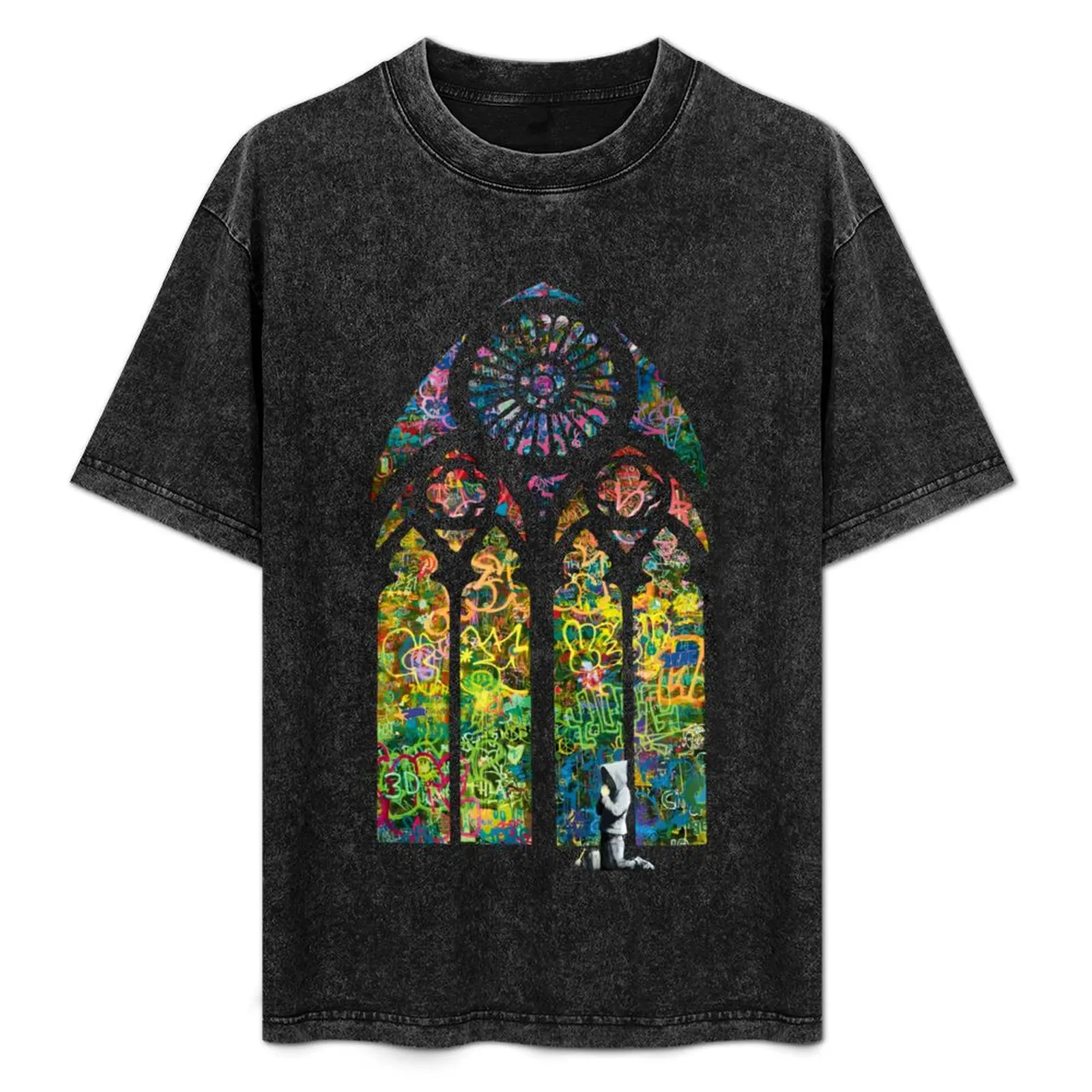 

Stained Glass Banksy Graffiti T-Shirt cute tops man clothes fitted t shirts for men