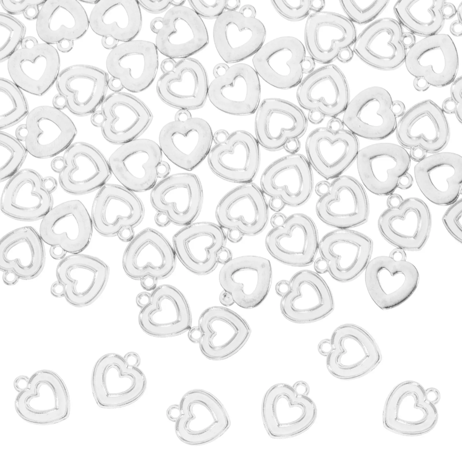 

100 шт. полых подвесок-сердечек для изготовления украшений своими руками: для ожерелий, браслетов, брелоков, сумок, подарков, поделок