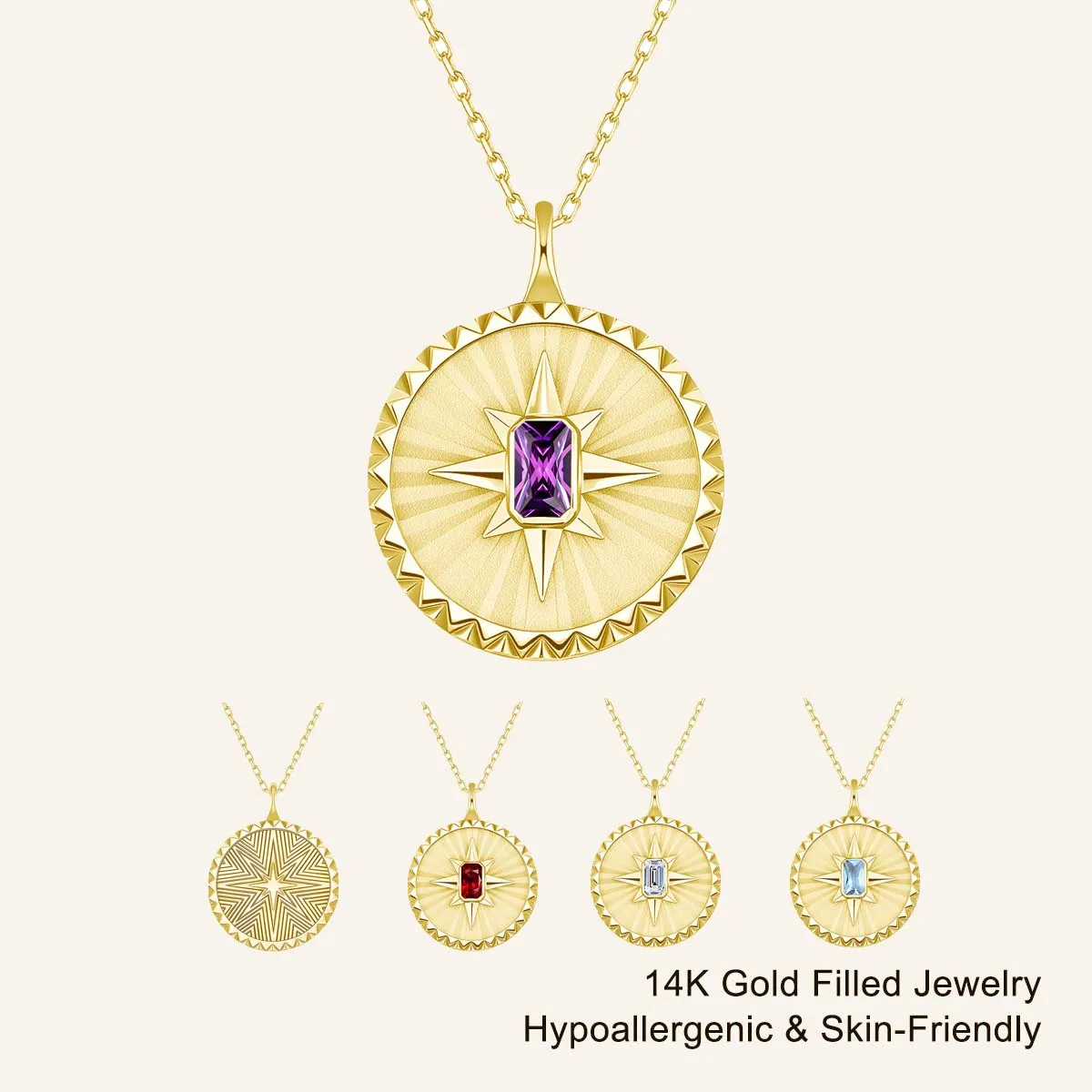 

Модное ожерелье-медальон с подвеской в виде золота 14 карат D VVS1, муассанит/гранат/аметист, цепочка с драгоценными камнями, вечерние ювелирные изделия, подарок для женщин