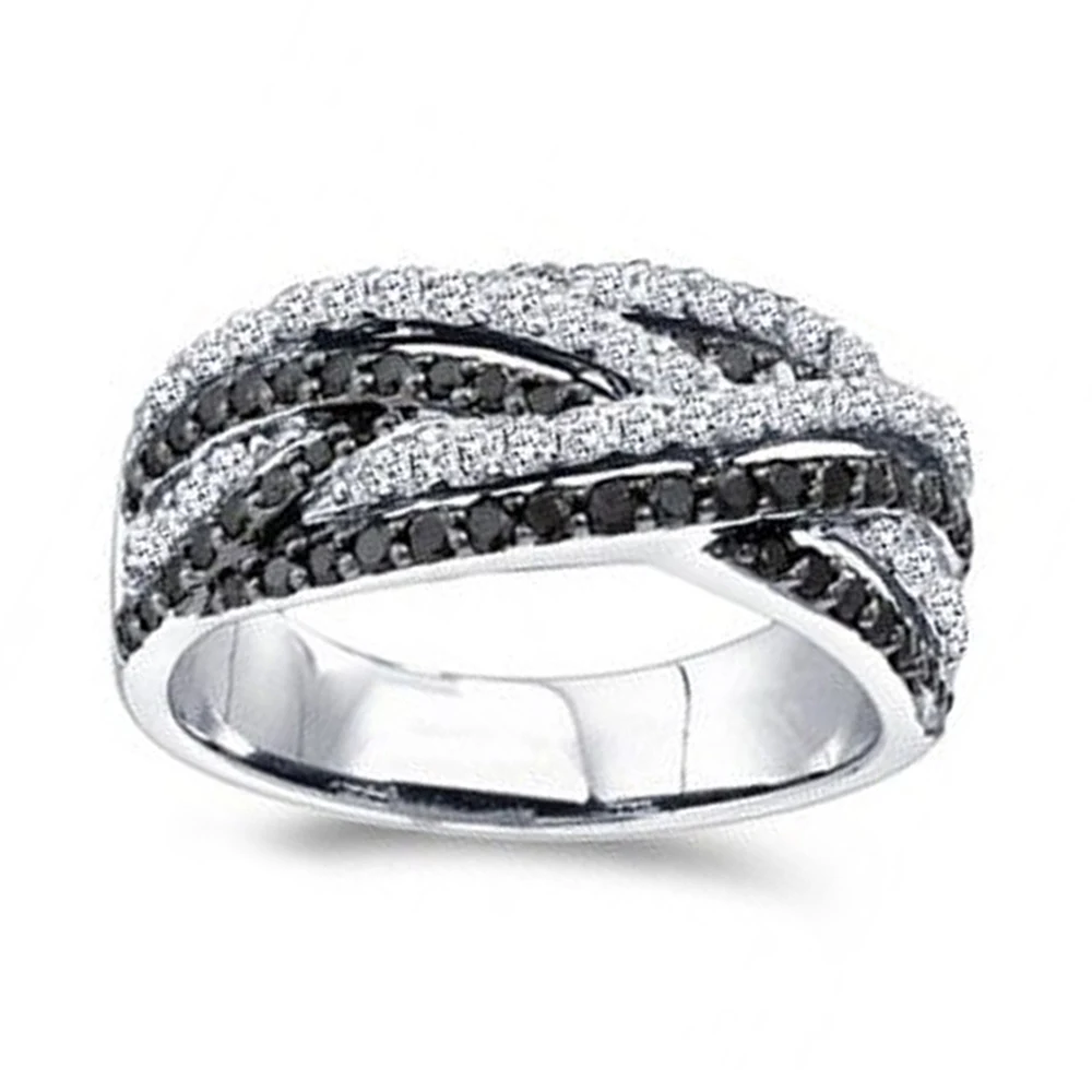 Huitan Creative Black/White Twist Line Design Women’s Finger-ring for Party Daily Wear Fashion Versatile Jewelry Drop Shipping