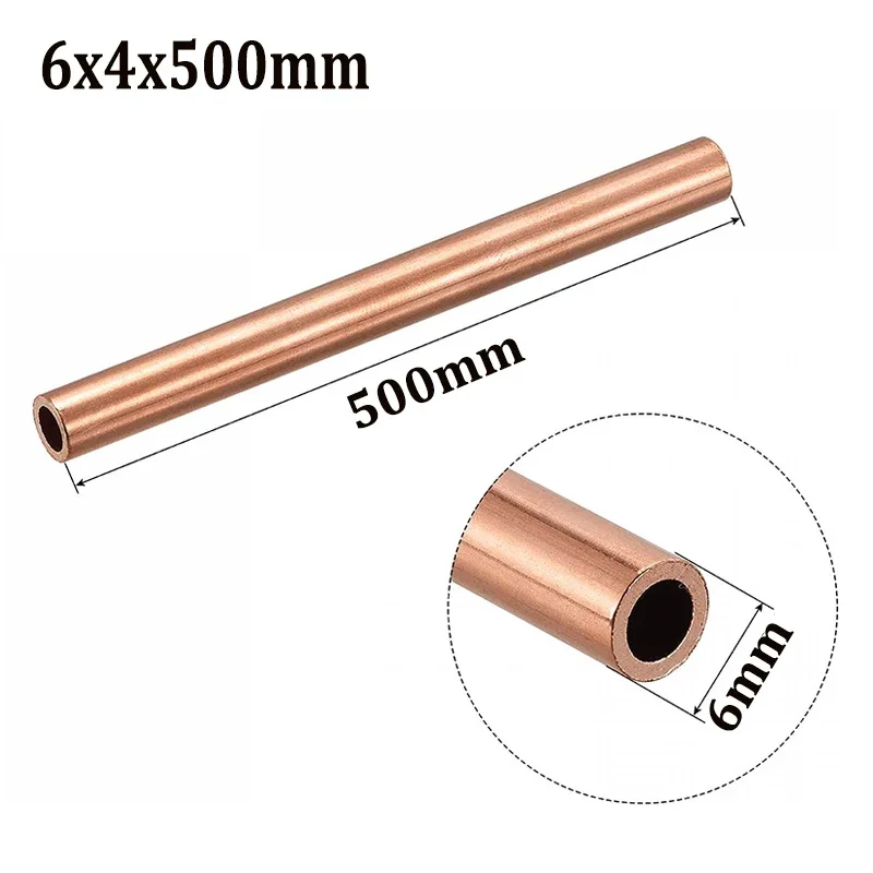 1Pcs High Purity Copper Pipe, Straight Tubing OD 2~20mm ID 1~18mm, 200-500mm Length for Coppers Tubes Wall Cutting Tool Parts