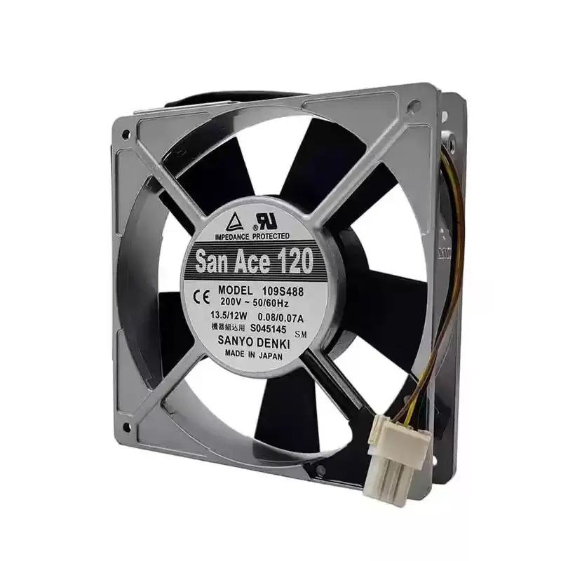 Original For Sanyo Denki San Ace 120 109S488 AC 200V 12W 12038 120mm Aluminum Frame Dual Ball Bearing Japan Inverter Cooling Fa