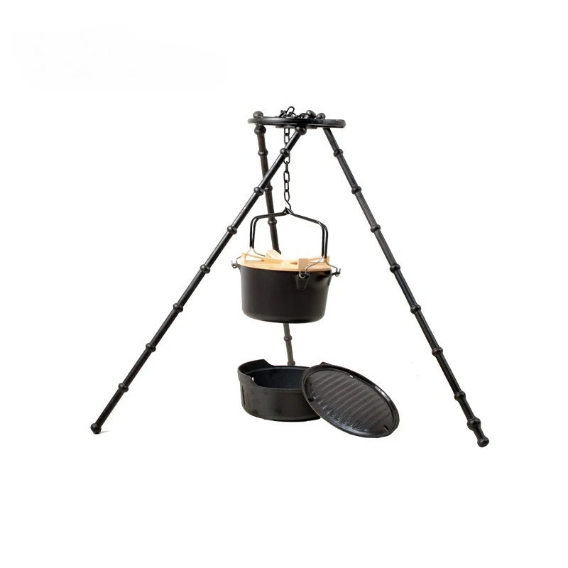 Outdoor camping equipment Camping cookware Picnic pot set Portable supplies Gas stove BBQ firewood