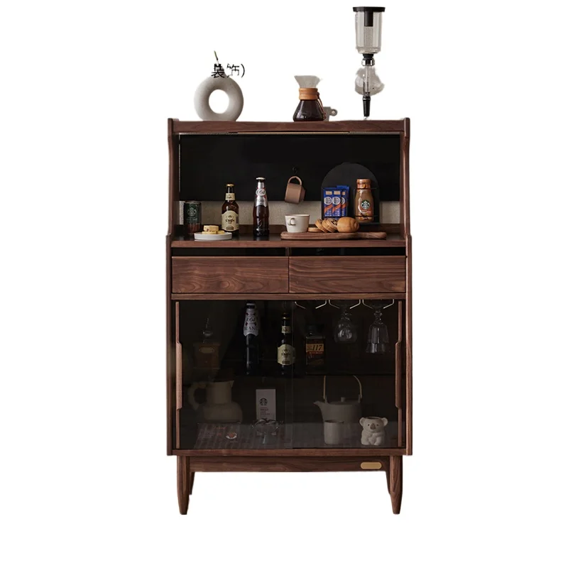 

*North American Black Walnut Living Room Rock Slab Storage Wine Cabinet Storage Wall High Cabinet Tea Cabinet