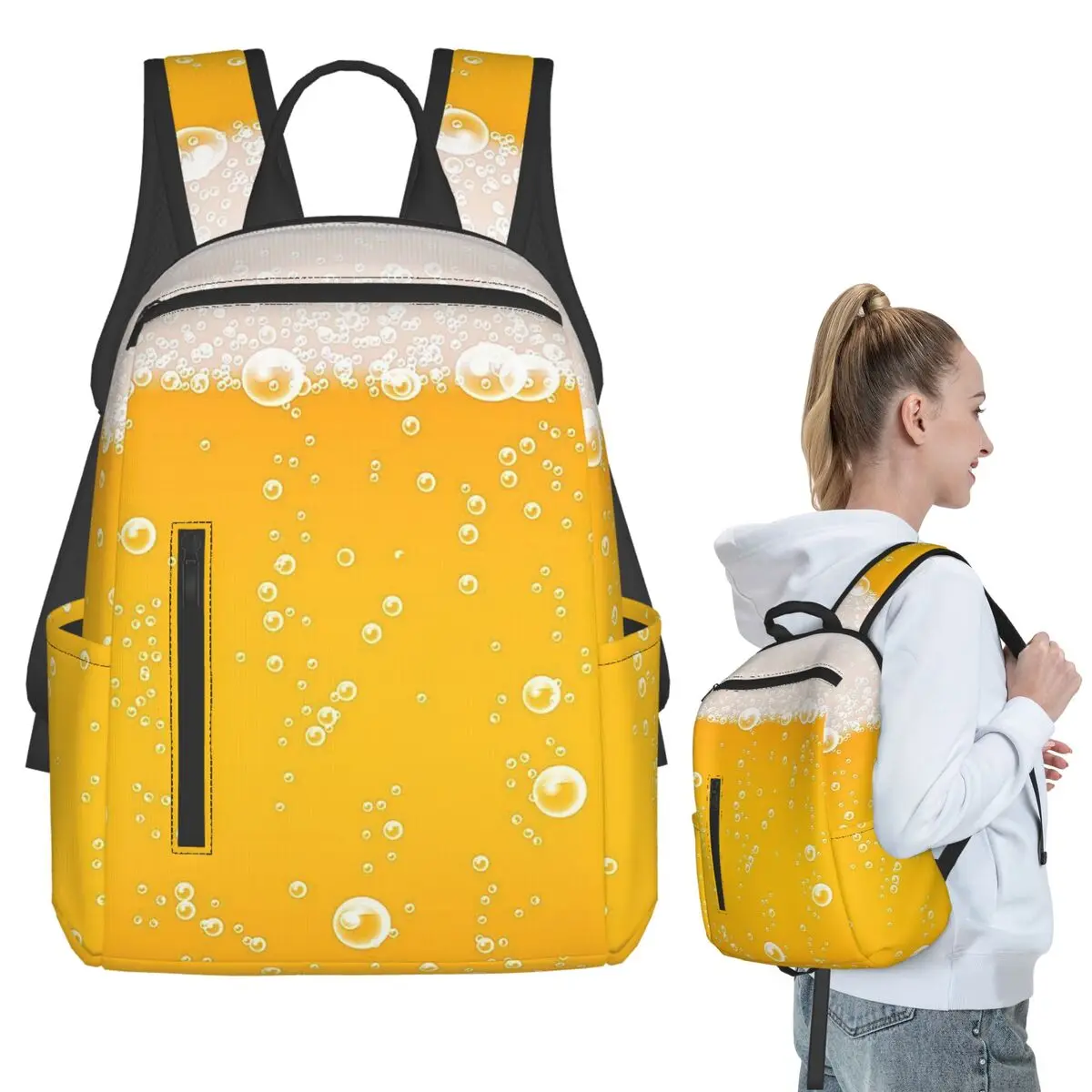 

Beer Bubbles Themed Backpack Student BookBag Children School Bag Laptop Shoulder Bags Boys Girls
