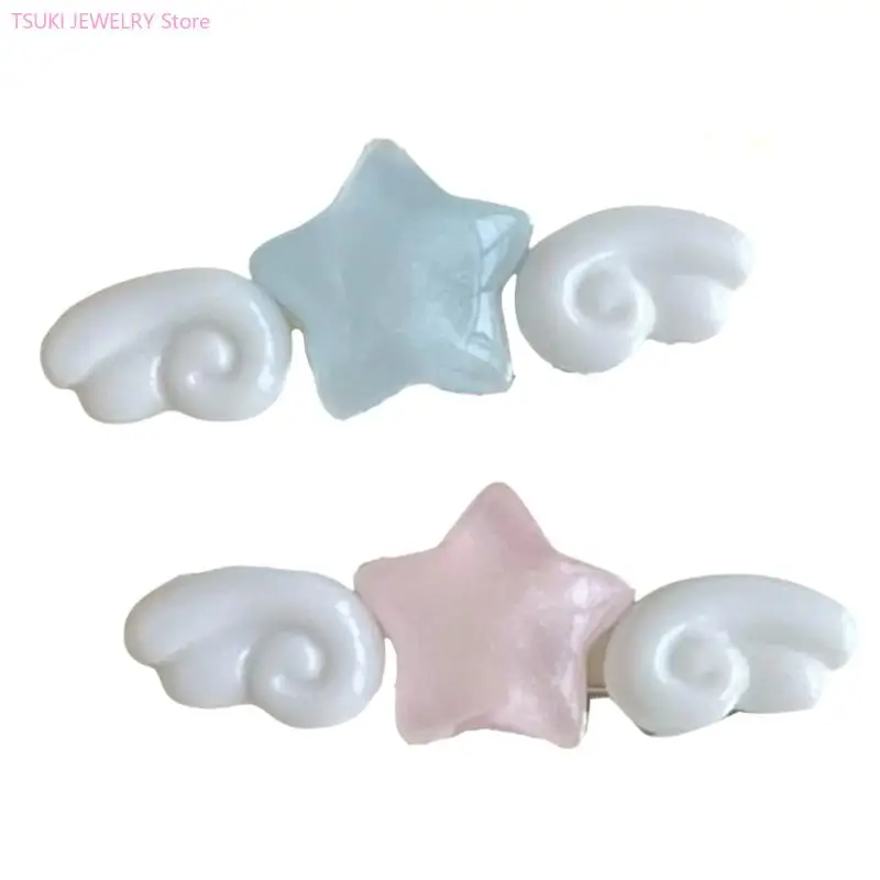 62KE Adorable Duckbill Star Wing Hair Clip Teens Girls Hairpins For Thin Hair Spring Summer Styling With Soft Wing