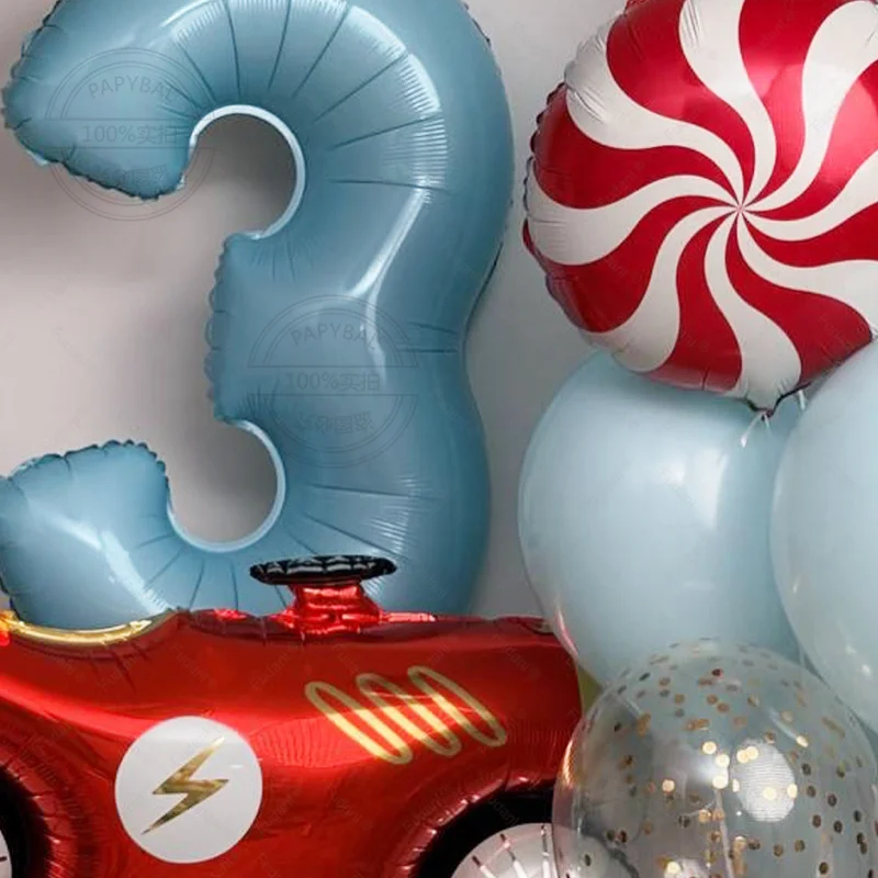22pcs Race Car Wheels Birthday Party Balloon Birthday Decoration 40inch Blue Number Balloon Set Flamme Car Globos Favor Gift view 2