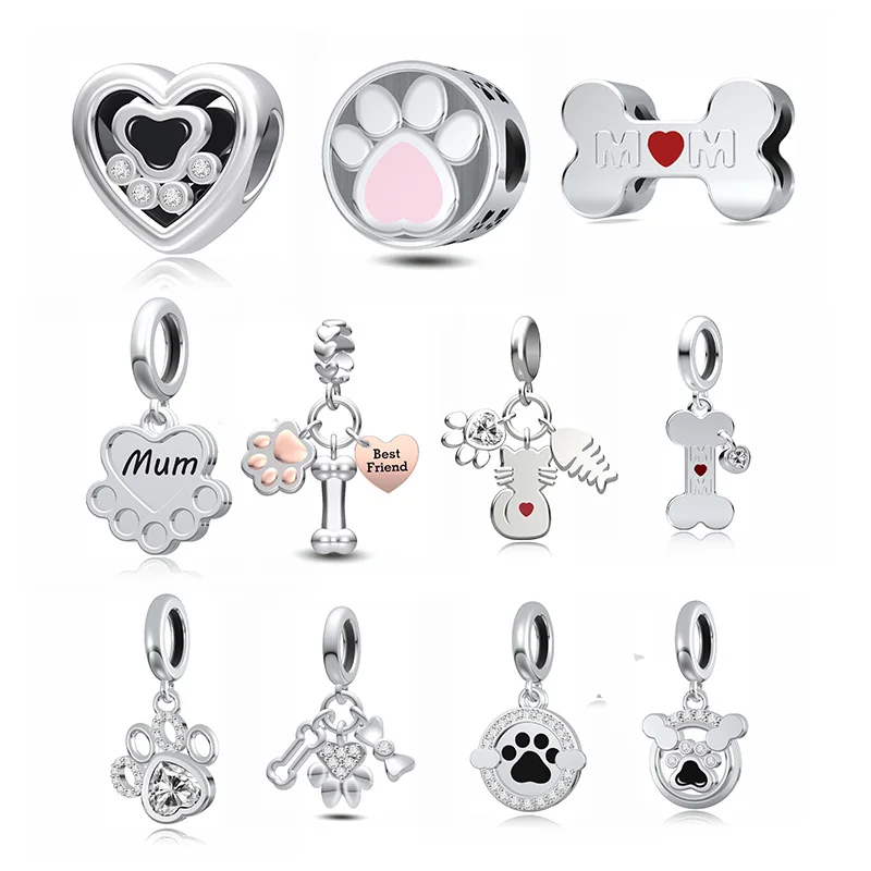 

FC Jewelry Fit Original Pan Charm Bracelet 925 Silver Best Friends Bone Dog Paw Cat Mum Bead For Making Women Berloque 2024 DIY