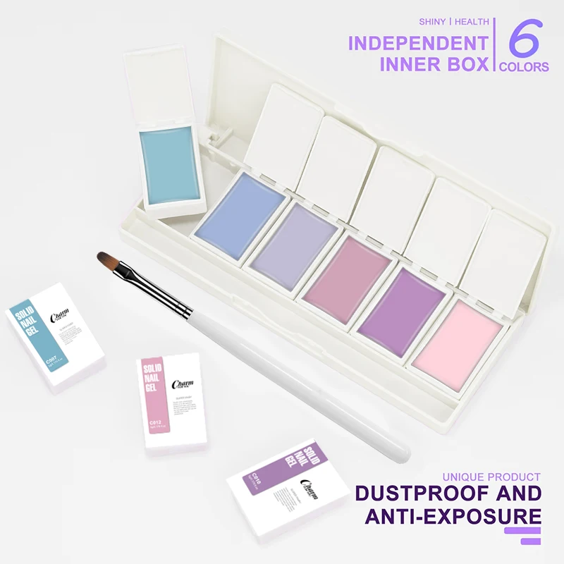 6 ألوان الصلبة جيل للأظافر مسمار الفن البولندية هلام ملون مسمار الورنيش جيل للأظافر لوحة طلاء الأظافر المعلبة كريم مسمار الغراء