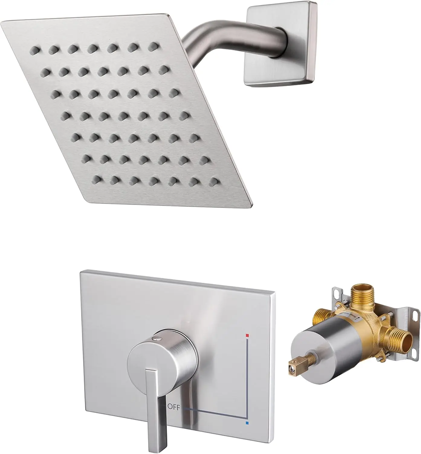

Shower Kit with 6-Inch Rain Shower Head, Single-Handle Trim and Valve, Brushed Nickel Finish