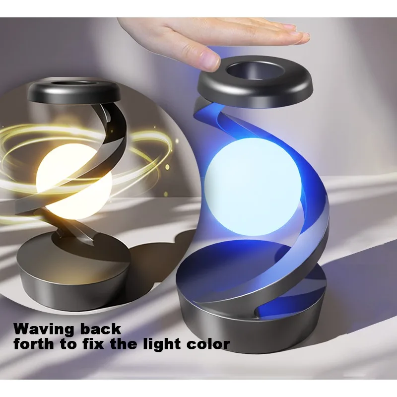 Rotatable LED Light with RGB Breathing Mode Wireless Rechargeable Night Light Moon Table Lamp for Bedroom Living Room Reading