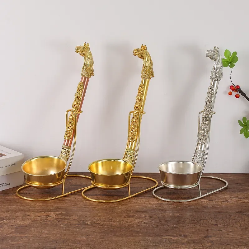 Vintage Ethnic Horse Head Carved Metal Milk Spoon Long Handle Antique Tea Stirrer Folk Craft Decorative Tableware Kitchen