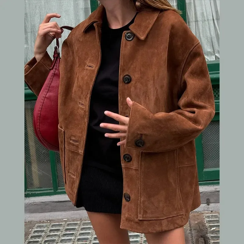 

American Vintage Autumn Button Long-sleeve Fashinable Chic Women Coat Women Winter Jacket