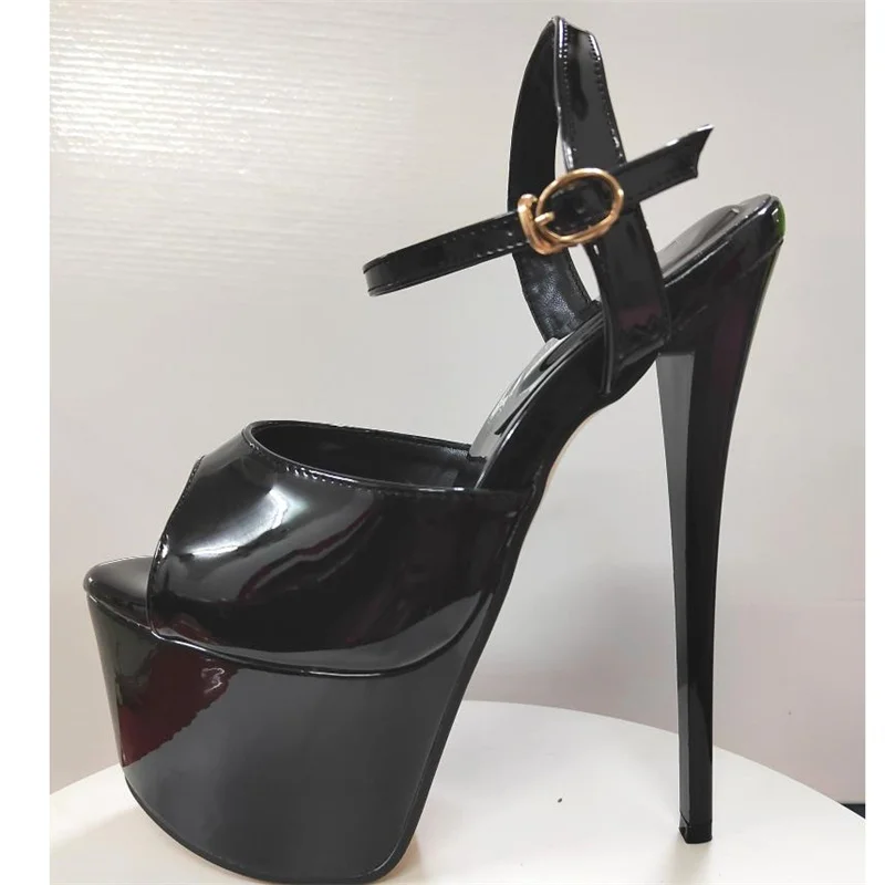 Summer 19cm Metal Thin High Heels Sandals Female Platform Women\'s Dress Shoes Narrow Band Steel Pipe Dance Buckle Stripper Pumps