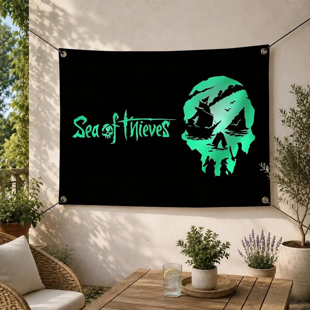 Game-Sea Of Thieves Pirate Adventure Flags Decorative Flag Banner for Outdoor Garden Yard Camping Party Home Wall Hanging Decor