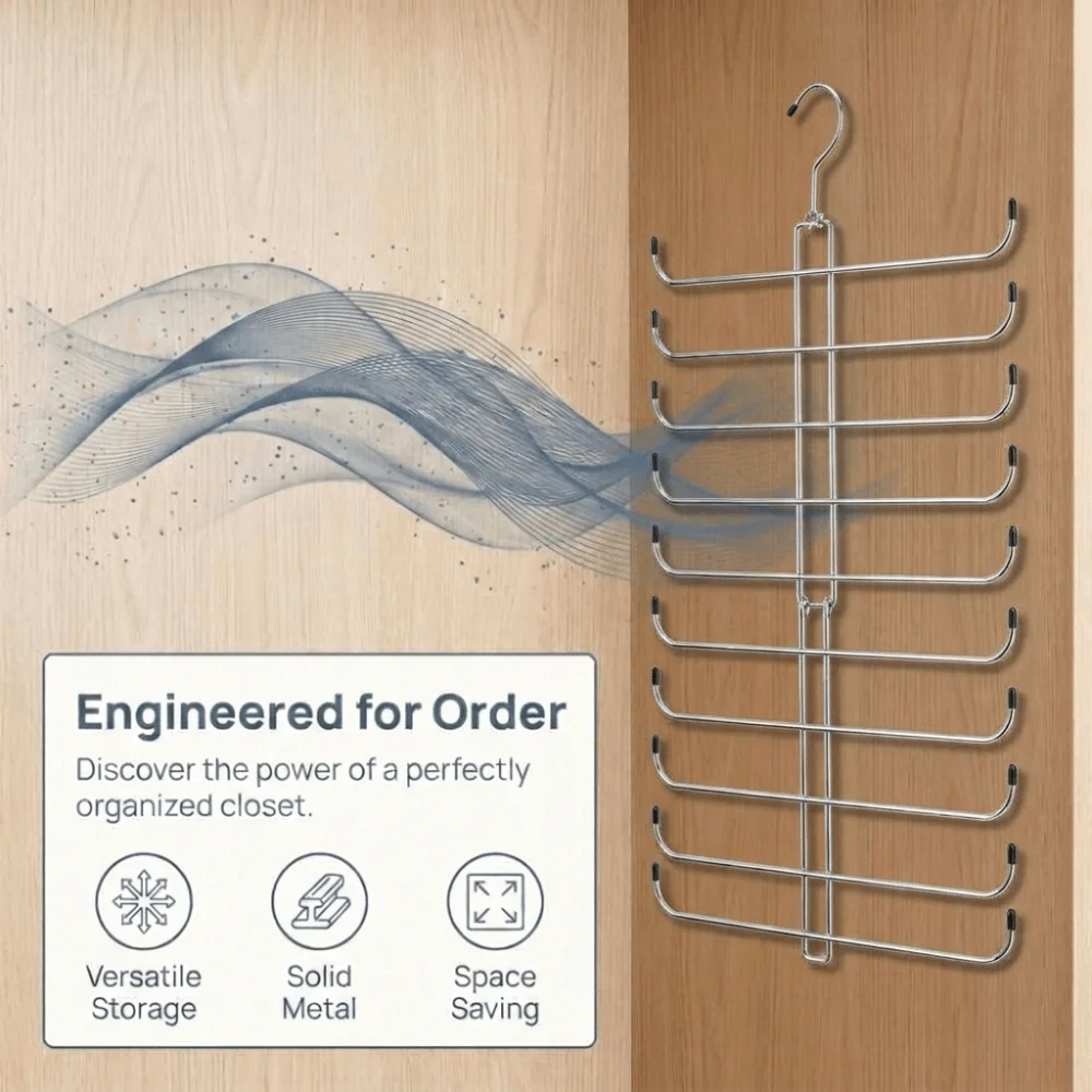 Space Saving Scarf Organizer Foldable Multi-Layer Hijab Holder Heavy Duty Rotatable Legging Hanger Pant Clothing Storage