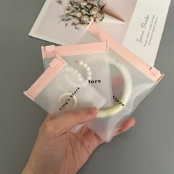 Personalized Pink Jewelry Zipper Bag Transparent EVA Plastic Storage Envelope Pouches Rings Earrings Necklace Bracelet Packaging
