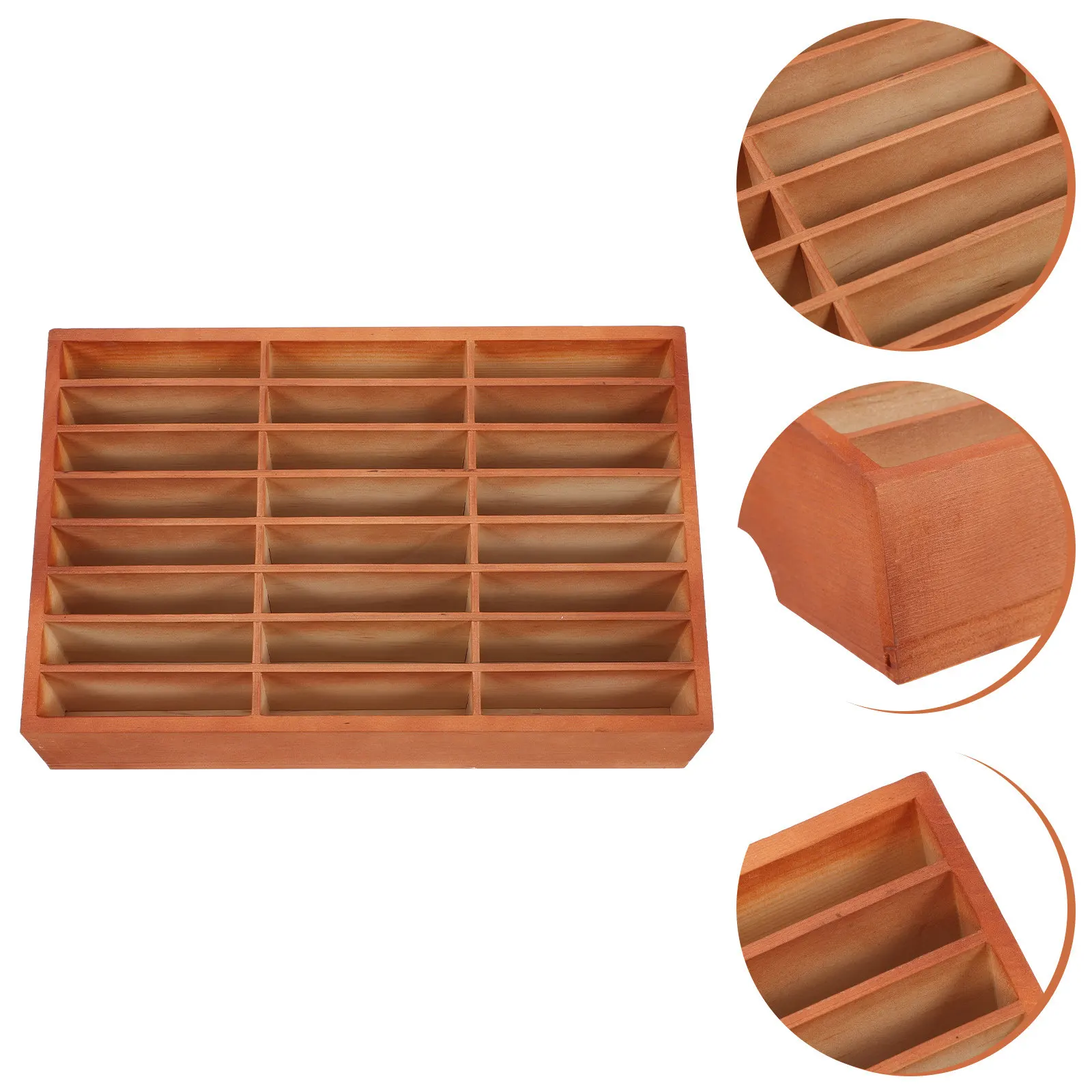 Wooden Desktop Storage Box for Phone Management Organizer Home Office School Teacher Desk Sundries Vanity Container