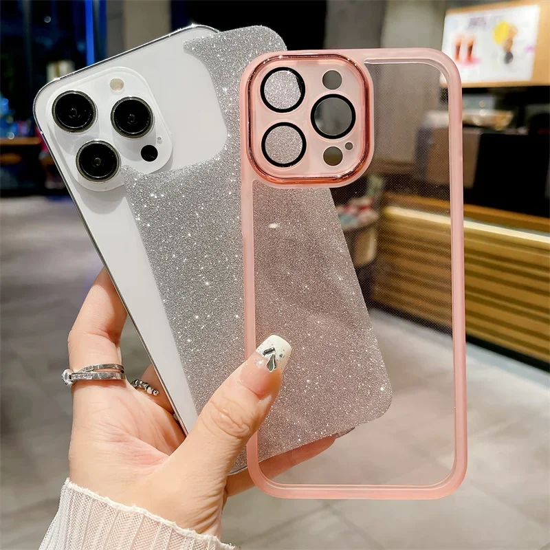 Luxury Shockproof Glitter Clear Soft Case For Xiaomi Redmi Note 13 12 12S 12C 11 11S 10 10A 10C 9T 9C A1 Lens Transparent Cover