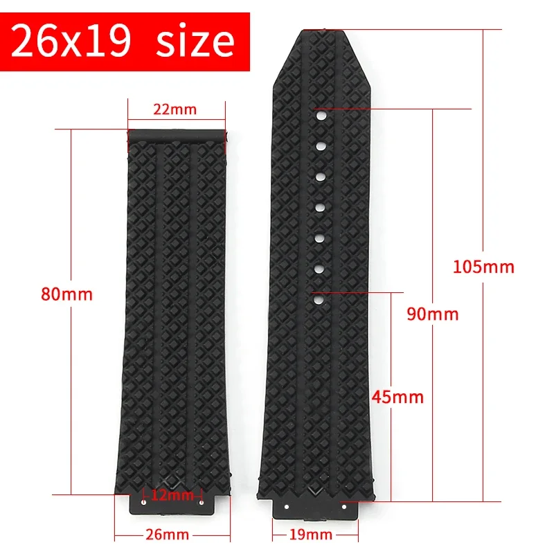 High Quality Waterproof Convex Interface Watch Strap For Hublot Yubo Big Bang Classic Fusion 24x17mm 26x19mm  Accessories