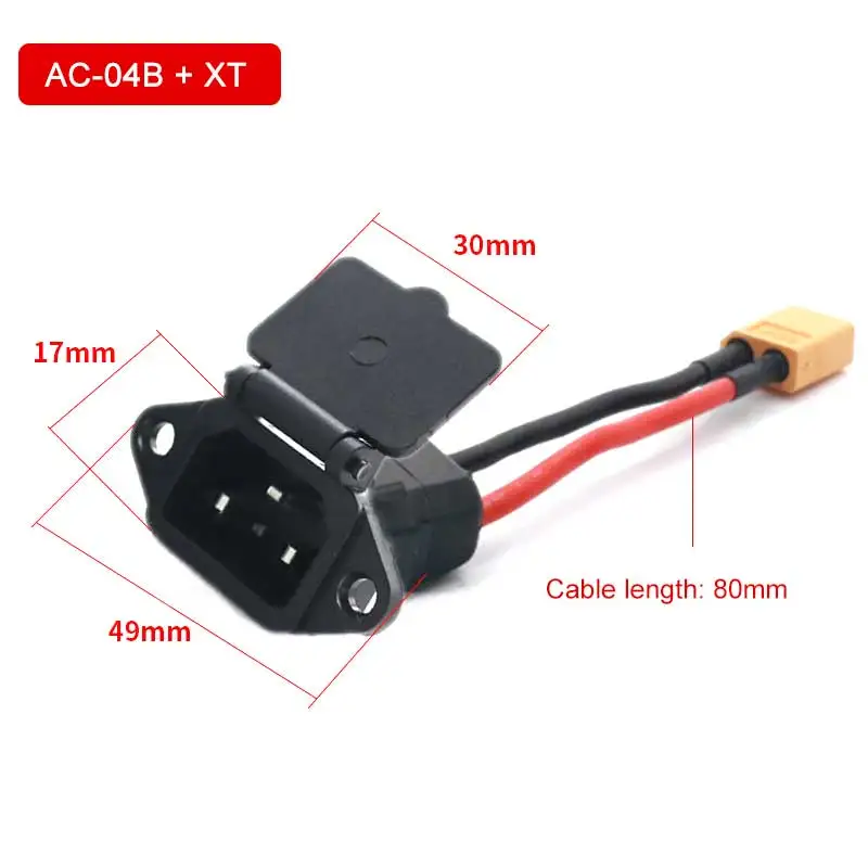 AC Power Socket Plug E-bike Electric Vehicle Pin Elbow Charging Cable AC-04 Male and Female Lithium Battery Connector Adapter