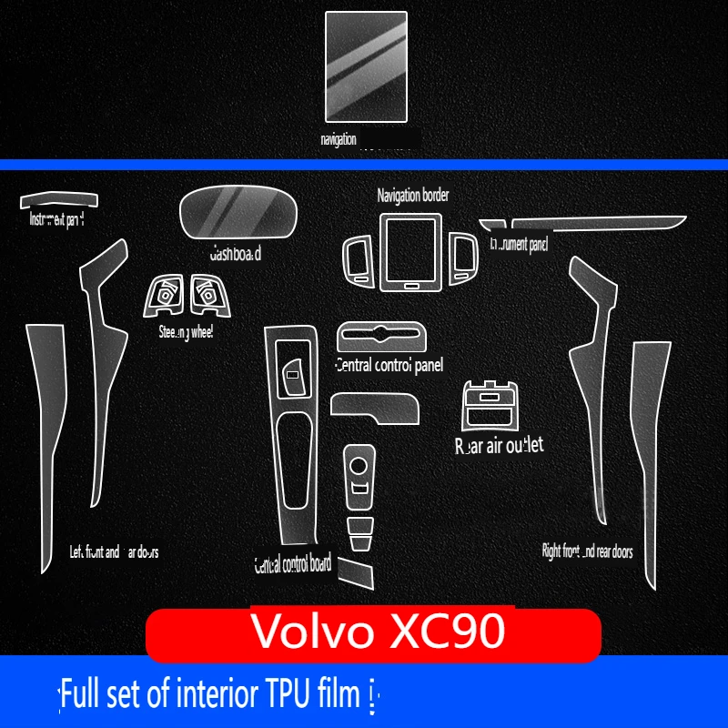 Tpu Transparent Film for Volvo XC90 Car Interior Sticker Center Console Dashboard Screen Protection Film Specific Accessories