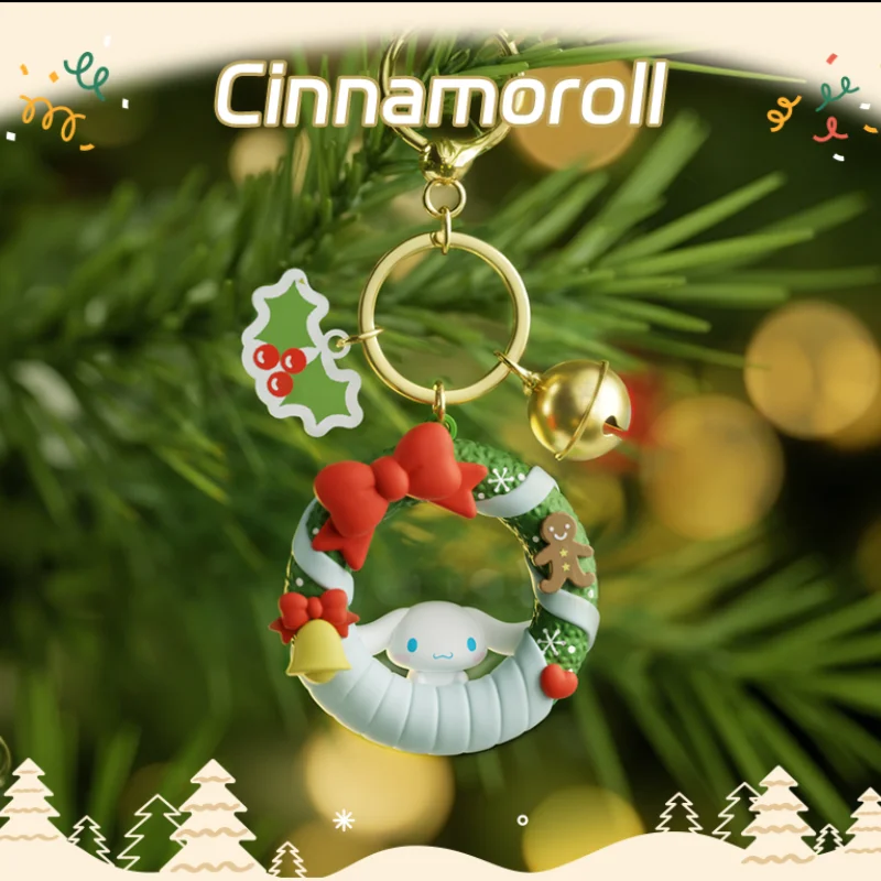 Sanrio personages kerstkrans sleutelhanger feestelijke bel decor tasbedel verzamelbaar cadeau sleutelring
