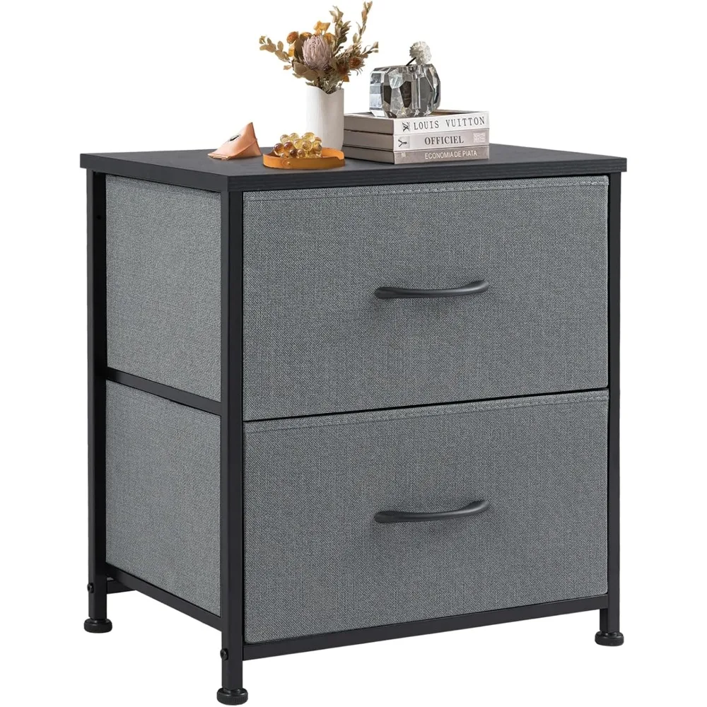 

Nightstand Small Dresser with 2 Fabric Drawers Side Bedroom End Table Kids Bedside Storage Furniture for 20 inch Tall