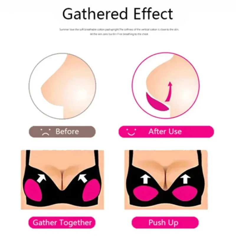 1/2/3/4pairs Chest Push Up Sticky Bra Sponge Bra Pads Breast Lift Up Enhancer Silicone Removeable Inserts Swimsuit Invisible Bra