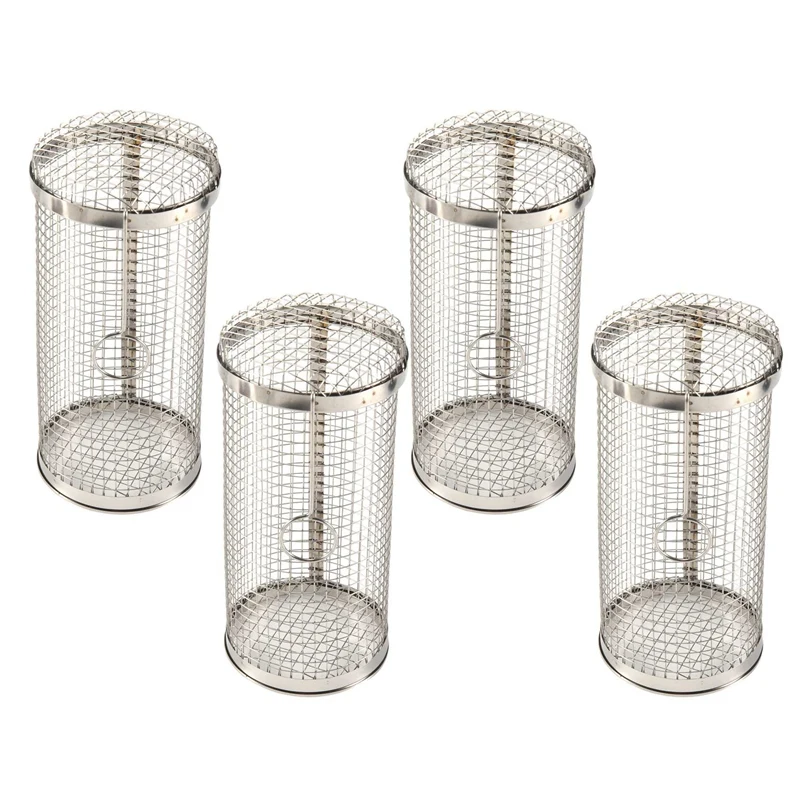 

4Pcs Cylindrical Barbecue Basket Stainless Steel Grill Outdoor BBQ Suppiles Non Stick Kitchen Accessory For Kitchen/BBQ