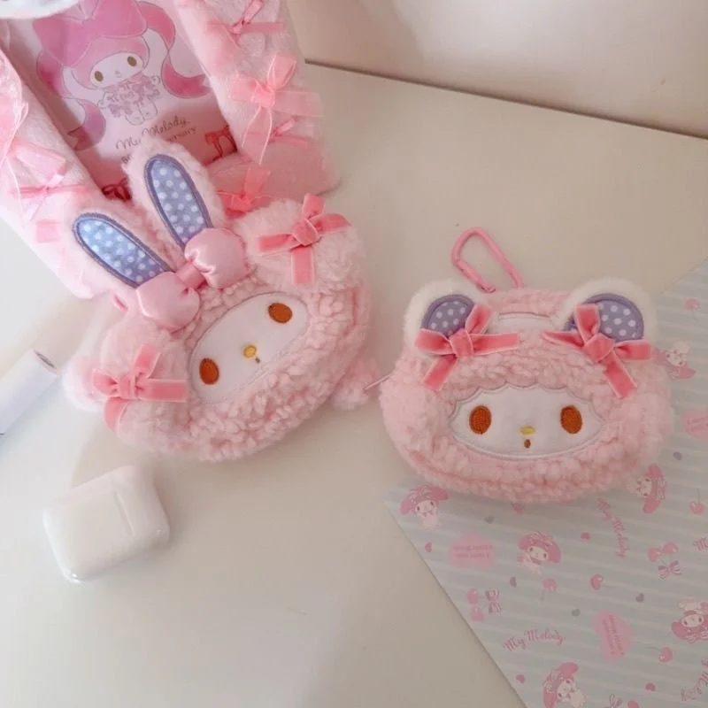 Sanrios My Melody Kawaii llavero de felpa Anime My sweet piano muñeco de peluche monedero bolso de estudiante colgante llavero regalos para niñas