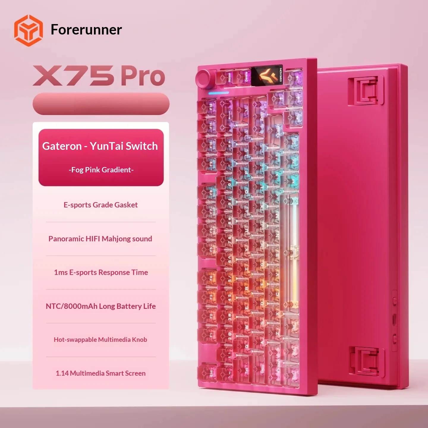 

Беспроводная механическая клавиатура Pioneer X75Pro с Bluetooth, настраиваемая, для киберспортивных игр и компьютеров.