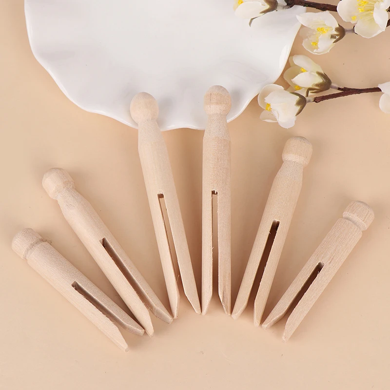 5pcs Wood Dolly Peg Traditional Dolly Style Wooden Clothes Pegs Pins Clips Round Wooden Clothespin Wooden Crafts 8-11CM