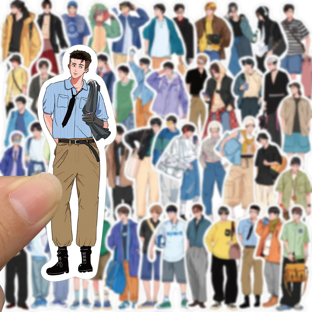 1 pack of 50pcs casual boyfriend pattern stickers Multi purpose decorative stationery notebook stickers