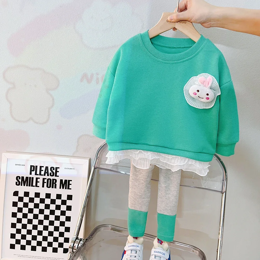 

Baby Girls Clothing Sets Spring Toddler Kids Lace T Shirt Pants 2 Pcs Suit Children Casual Clothes Infant Outfits 1-4 Years